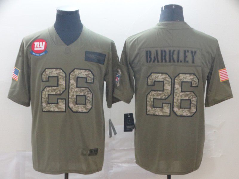 Men New York Giants 26 Barkley Camo Nike Olive Salute To Service Limited NFL Jersey
